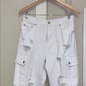 All white cargo pants
